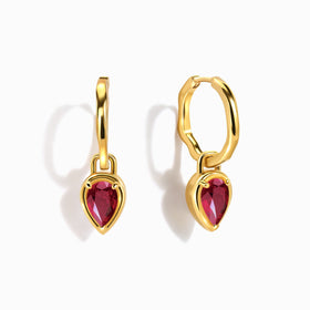 Ruby Flow Hoops - July Birthstone