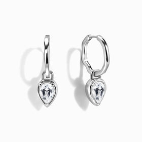 White Topaz Flow Hoops - April Birthstone