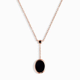 Black Onyx Black Obsidian Necklace - Enfolded Shield