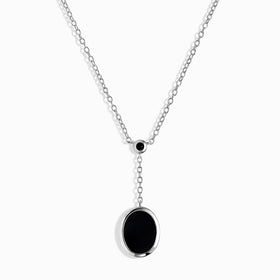 Black Onyx Black Obsidian Necklace - Enfolded Shield