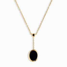 Black Onyx Black Obsidian Necklace - Enfolded Shield