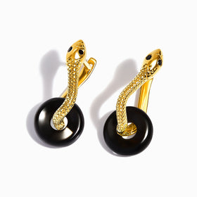 Black Obsidian Earrings - Serpent