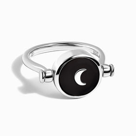 Black Obsidian Pearl Ring - Night & Day