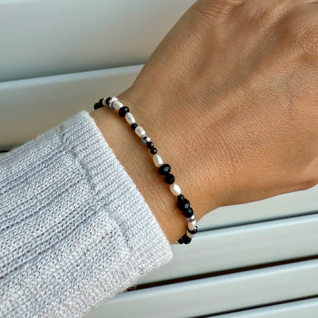 Black Obsidian Rice Pearl Beads Bracelet - Power Flow