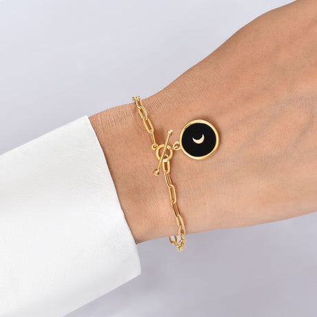 Black Obsidian Widelink T-Lock Bracelet - Dream