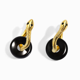 Black Obsidian Earrings - Serpent