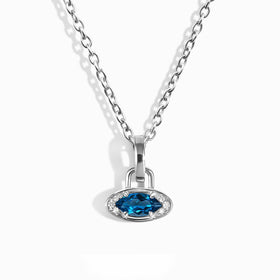 Blue Topaz Necklace - Evil Eye Charm Necklace