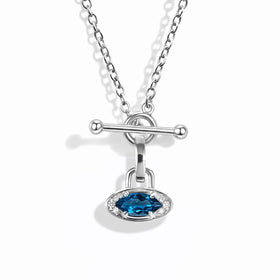 Blue Topaz Necklace - T-Lock Evil Eye