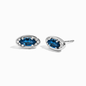 Blue Topaz Earrings - Evil Eye
