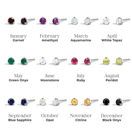 Zodiac Birthstone Diamond Studs - Capricorn Garnet
