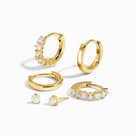 Bonny & Plain Hoops & Opal Petite Round Studs