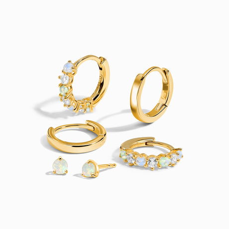 Bonny & Plain Hoops & Opal Petite Round Studs