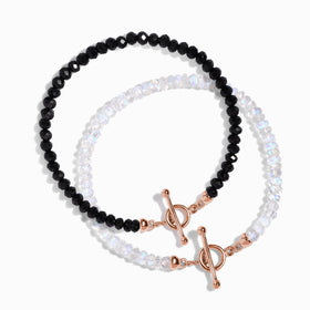 Black Obsidian & Moonstone Bracelet Stack - Spiritual Armor