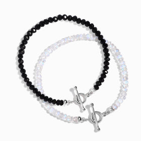 Black Obsidian & Moonstone Bracelet Stack - Spiritual Armor