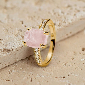 Raw Crystal Ring - Ritzy Rose Quartz