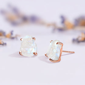 Raw Crystal Studs - Moonstone Studs