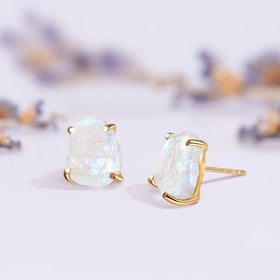 Raw Crystal Studs - Moonstone Studs