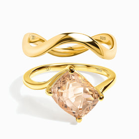 Champagne Quartz Relique & Waves Rings
