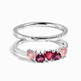 Rose Quartz Rhodolotite Garnet Crush & Starry Rings