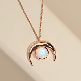 Moonstone Necklace - Crescent Moon