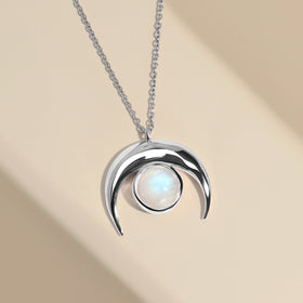 Moonstone Necklace - Crescent Moon