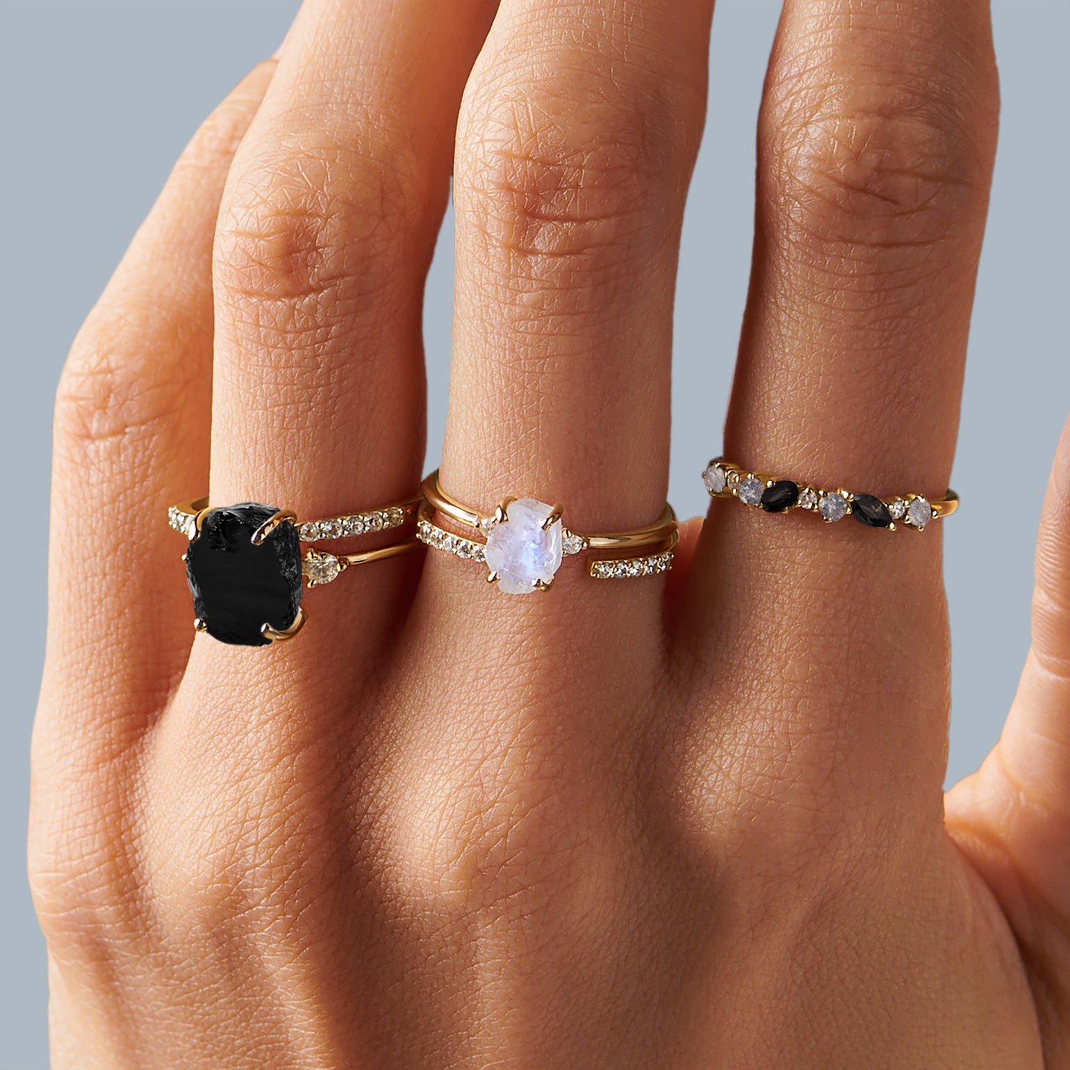 Moonstone Lab Diamond Ring - Petite Raw Allure – Moon Magic