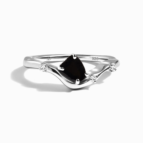Raw Crystal Ring - Black Obsidian Arc of Origin