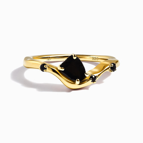 Raw Crystal Ring - Black Obsidian Black Spinel Arc of Origin
