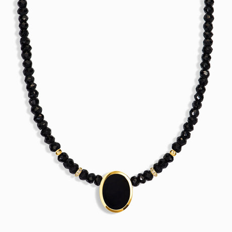 Black Onyx & Black Obsidian Beads Divina Necklace - Enfolded