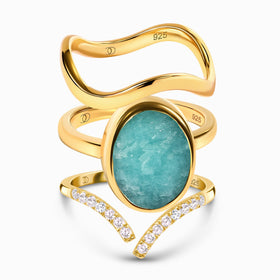 Enfolded Amazonite & Infinite & Waves Rings