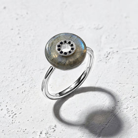 Labradorite Black Spinel Fidget Ring - Liora