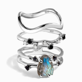 Labradorite Flow & Stardust & Waves Rings