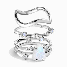 Moonstone Flow & Stardust & Waves Rings