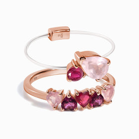 Rose Quartz Ruby Floating Toi Et Moi & Crush On You Rings