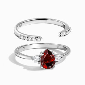 Garnet Lania Ring & Twinkling Band