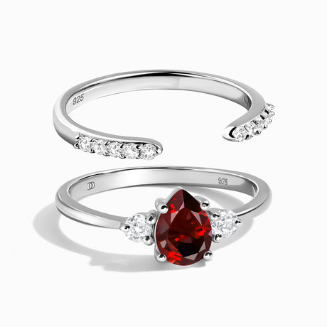 Garnet Lania Ring & Twinkling Band
