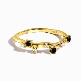 Fine Black Onyx Lab Diamond Ring - Stardust Band