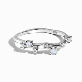 Fine Moonstone Lab Diamond Ring - Stardust Band