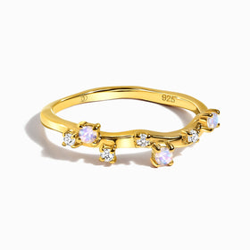 Fine Moonstone Lab Diamond Ring - Stardust Band
