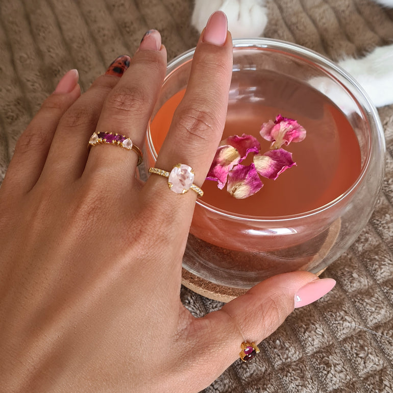 Rose Quartz Ring Harlow – Moon Magic - Main Image