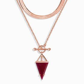 Pink Quartz Heroine & Herringbone Necklaces