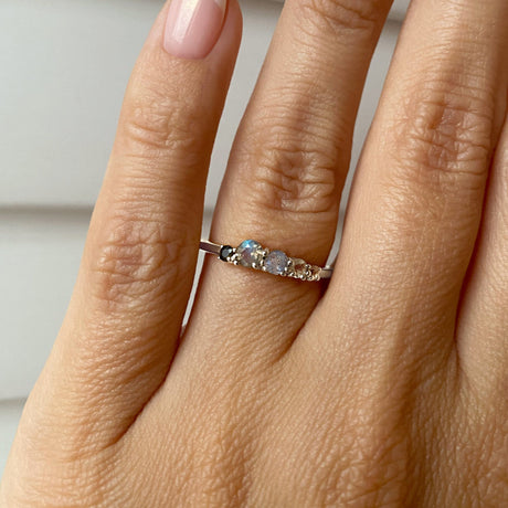 Black Obsidian Labradorite Ring - Rain