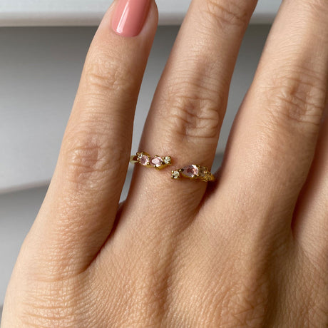 Adjustable Rose Quartz Ring - Flourish