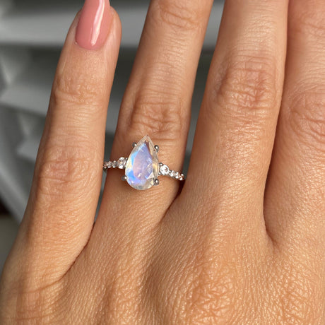 Moonstone Diamond Ring - Queen Of Lustre