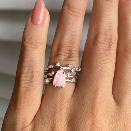 Rose Quartz Flow Ring & Stardust Band