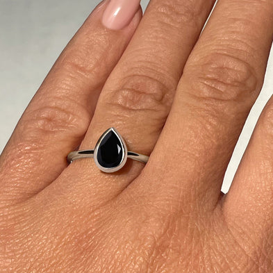 Black Obsidian Ring - Hidden Heart
