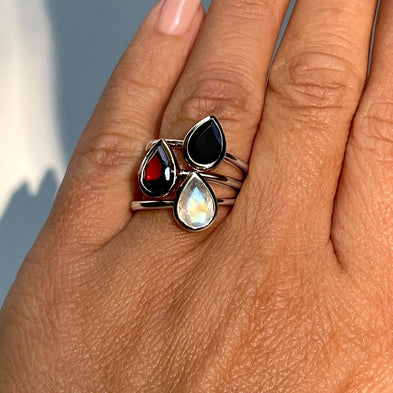 Black Obsidian Ring - Hidden Heart