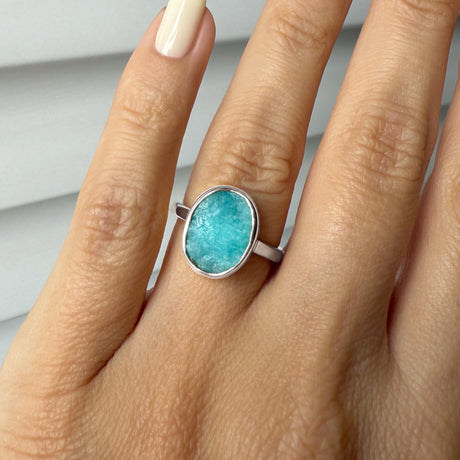 Raw Crystal Ring - Enfolded Amazonite