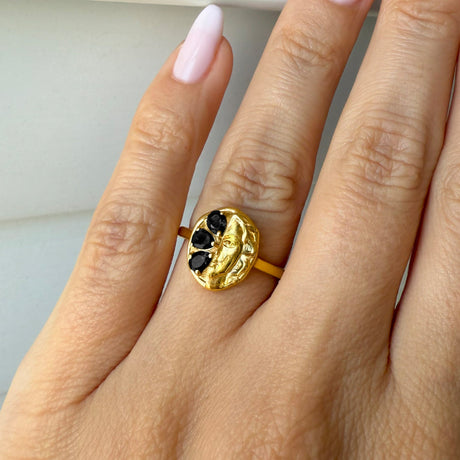 Black Obsidian Ring - Goddess