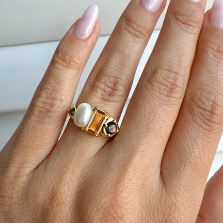 Madeira Citrine Pearl Ring - Treasure